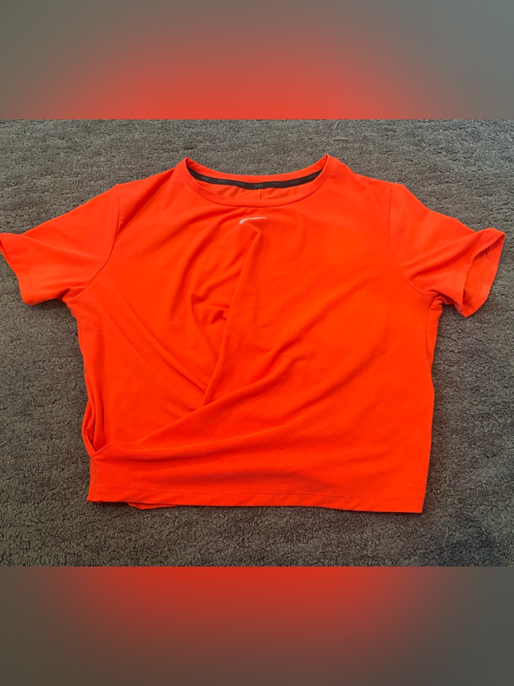 Nike Women’s Dri-fit Short Sleeve Crewneck Cropped Top - flame red